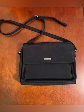 Liz Claiborne Black Crossbody Shoulder Bag with Silver Accent